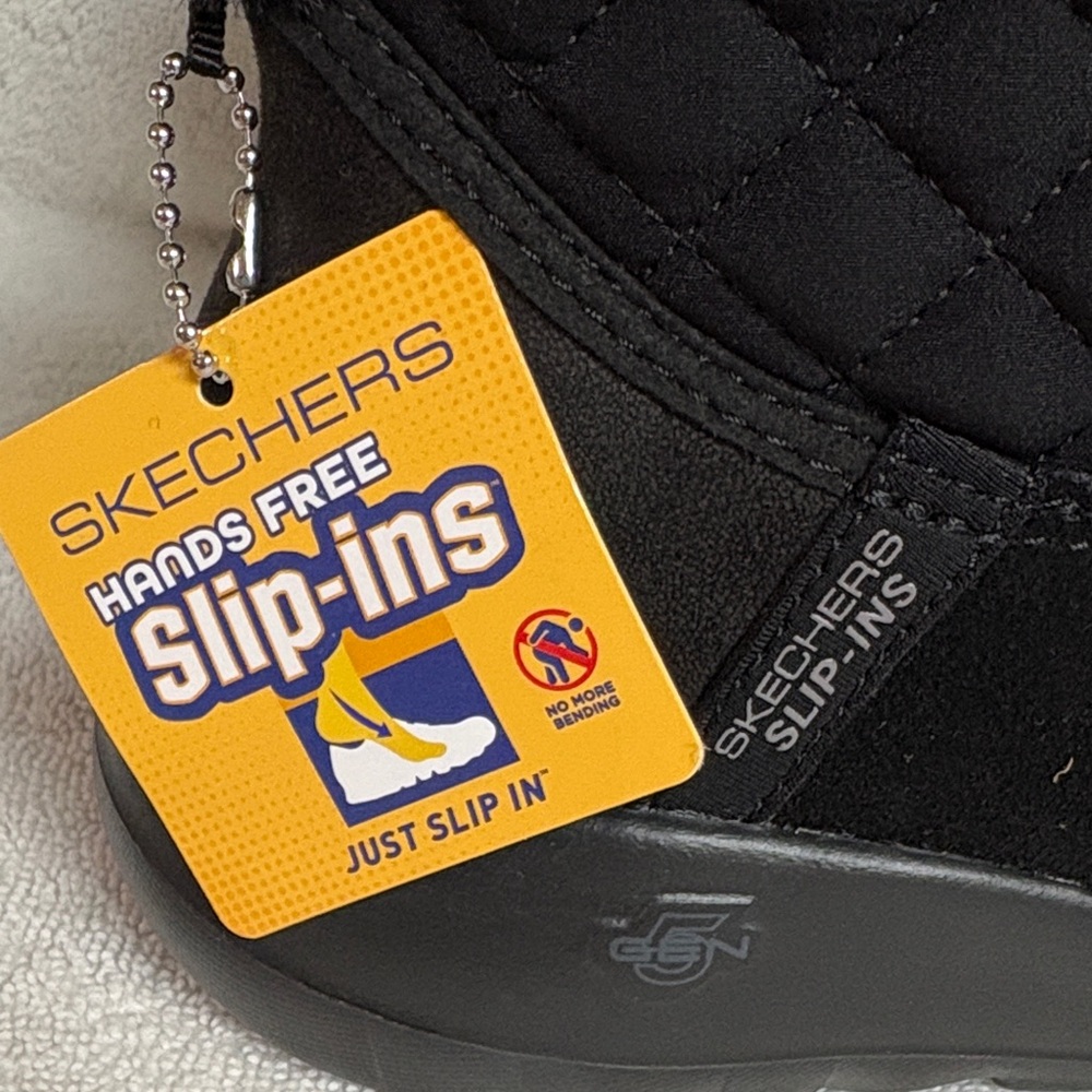 Skechers Slip Ins Women's Black Quilted Winter Boots - Picture 2 of 9